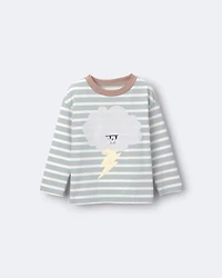 Toddler Striped Storm Long-Sleeve Relaxed Graphic Tee - Teal