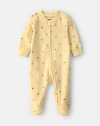 Baby Lemon 2-Way Zip 100% Cotton Sleeper - Yellow