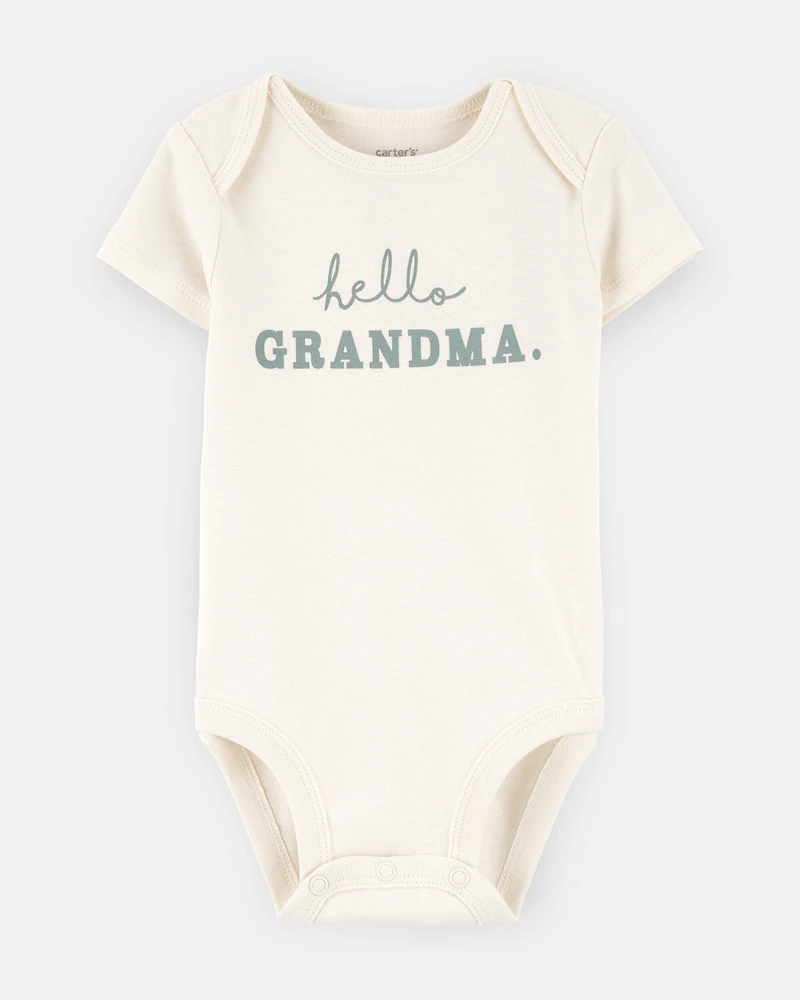 Baby Cotton Short-Sleeve Graphic Bodysuit - White