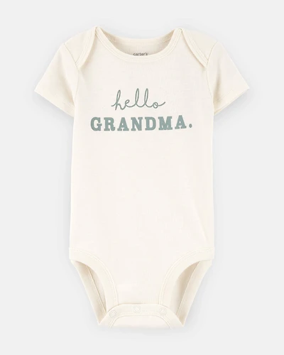 Baby Cotton Short-Sleeve Graphic Bodysuit - White