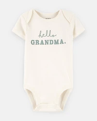 Baby Cotton Short-Sleeve Graphic Bodysuit - White