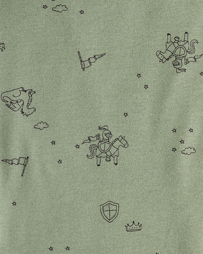 Baby Boy Dragon Print Cotton Long-Sleeve Bodysuit & Pant Set - Green/White