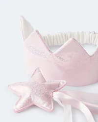 Toddler Girl 2-Pack Glitter Crown & Wand Set - Pink