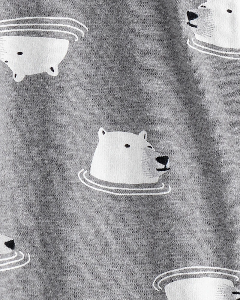 Toddler Boy Polar Bear Cotton Snug Fit Footie 1-Piece Pyjamas - Grey