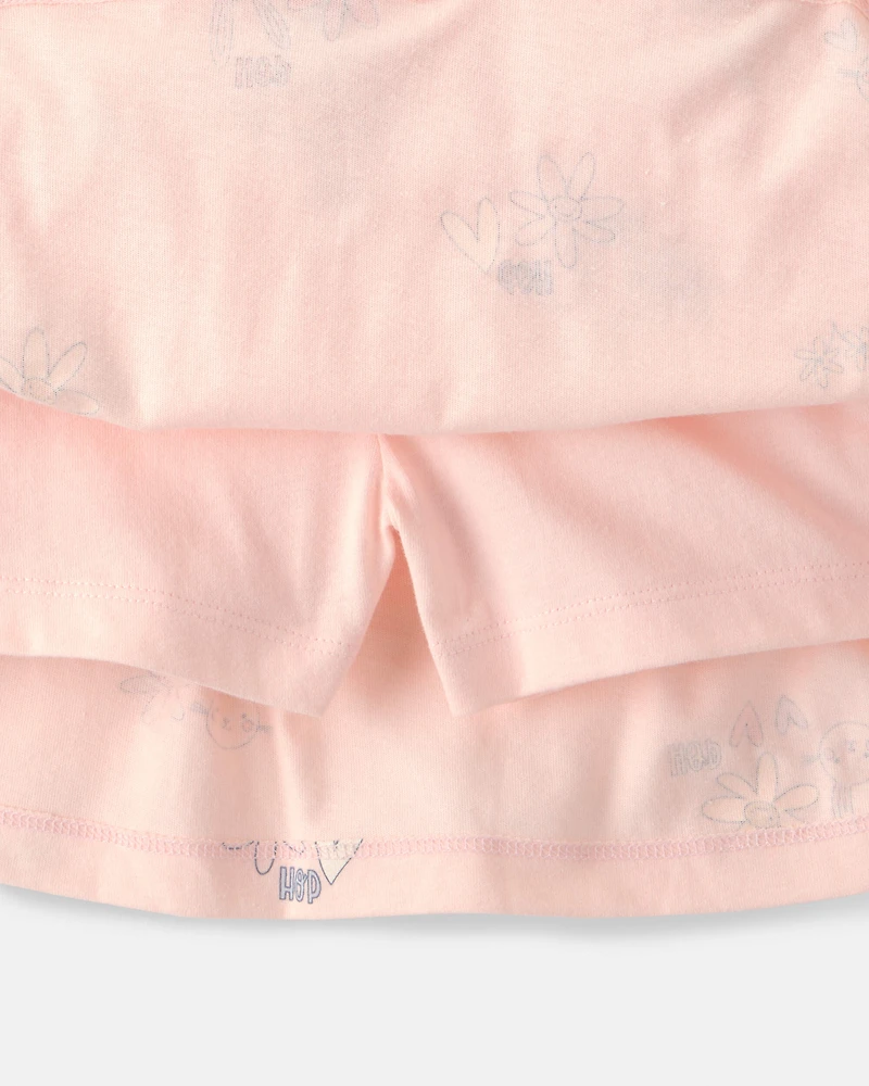 Girls 2-Piece Bunny French Terry Pullover & Skort Set - Pink