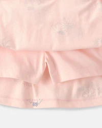 Girls 2-Piece Bunny French Terry Pullover & Skort Set - Pink