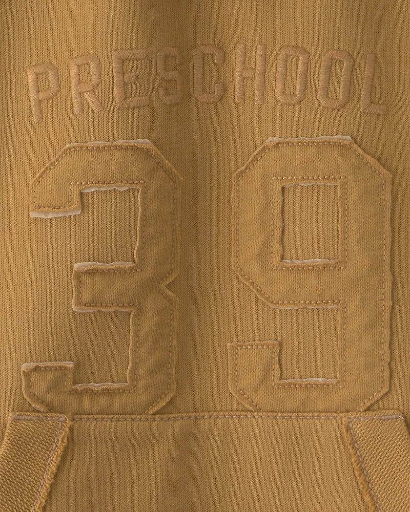 Toddler Boy Varsity French Terry Hoodie - Brown