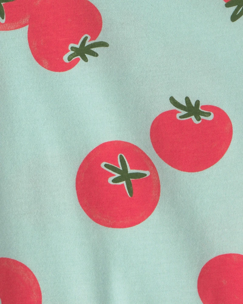 Toddler Tomato Print Graphic Tee - Green