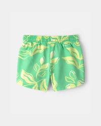 Girls Floral French Terry Shorts - Green