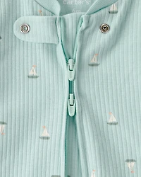 Baby Boy Sailboat 2-Way Zip Sleeper - Green