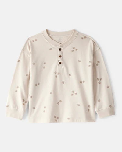 Toddler Boy Long-Sleeve Acorn Tee - Cream