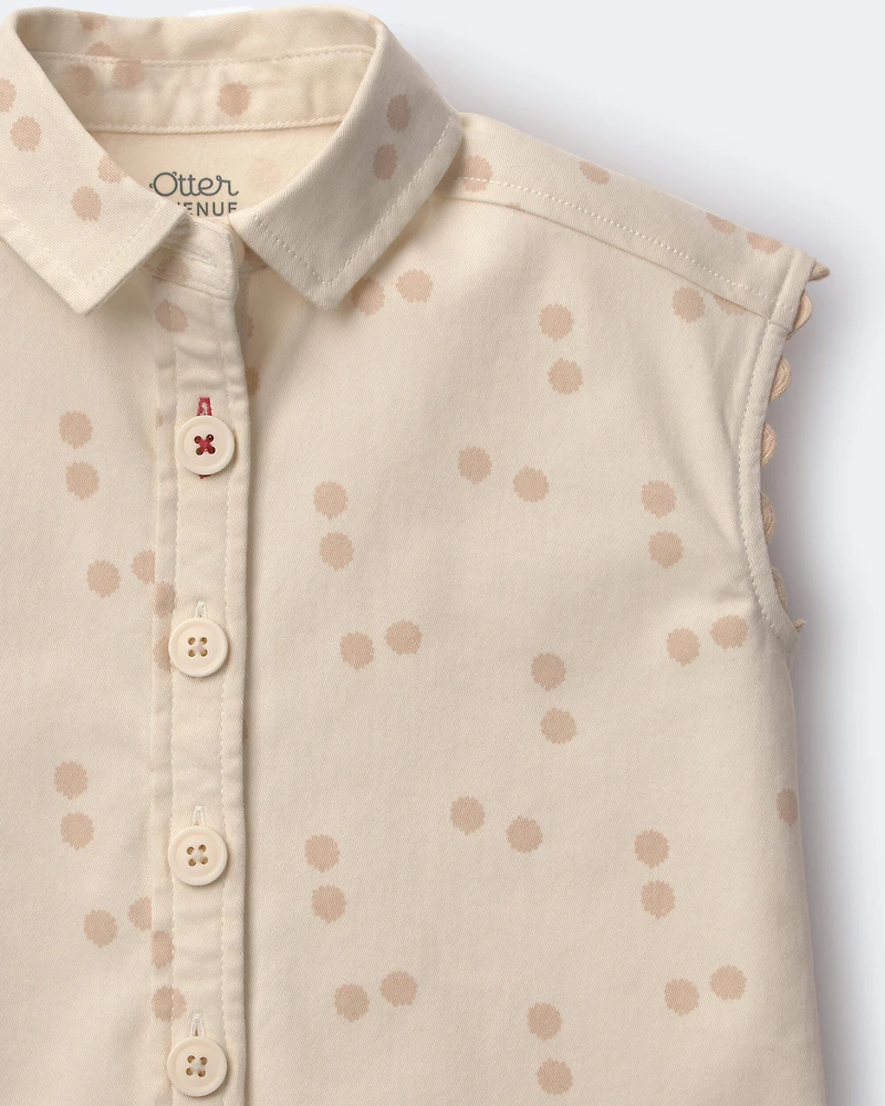 Toddler Girl Sleeveless Button-Down Top Dot Print