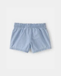 Baby Girl Chambray Shorts - Blue