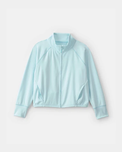 Girls Solid Active Zip-Up Jacket - Blue