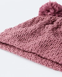Toddler Girl Pom Beanie - Burgundy