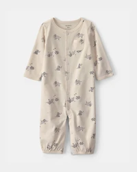 Baby Elephant 100% Cotton Sleeper Gown - Cream