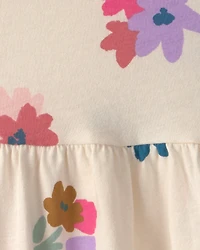 Baby Girl Floral Short-Sleeve Dress - Cream
