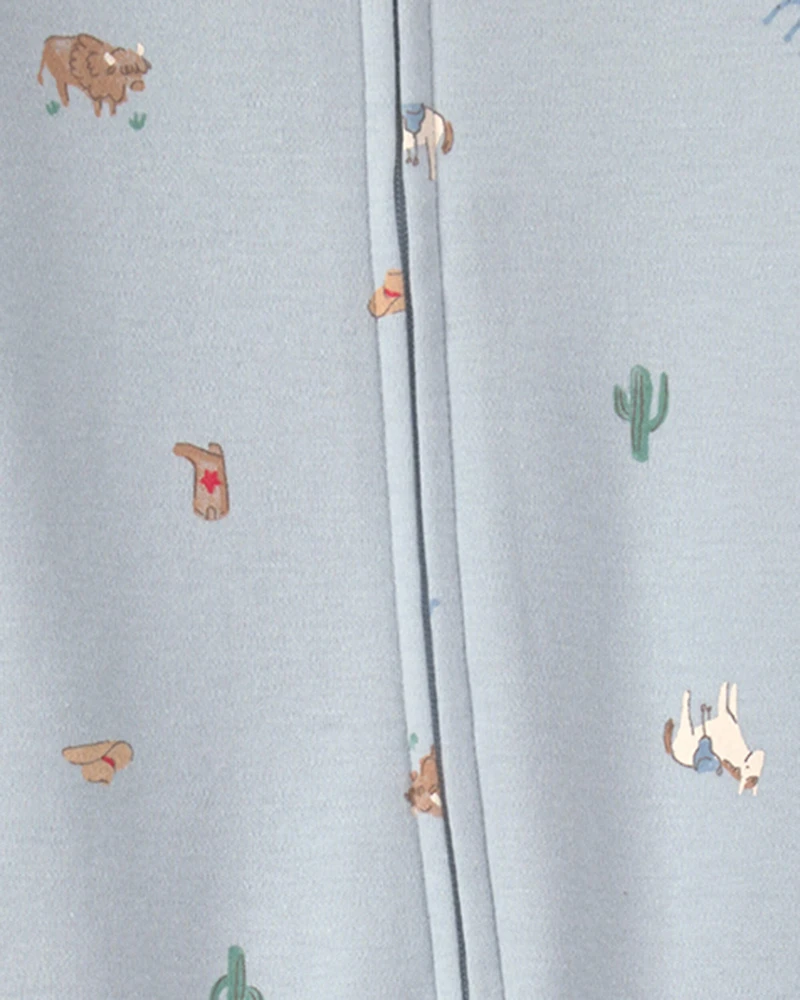 Baby Western 100% Cotton 2-Way Zip Sleeper - Blue
