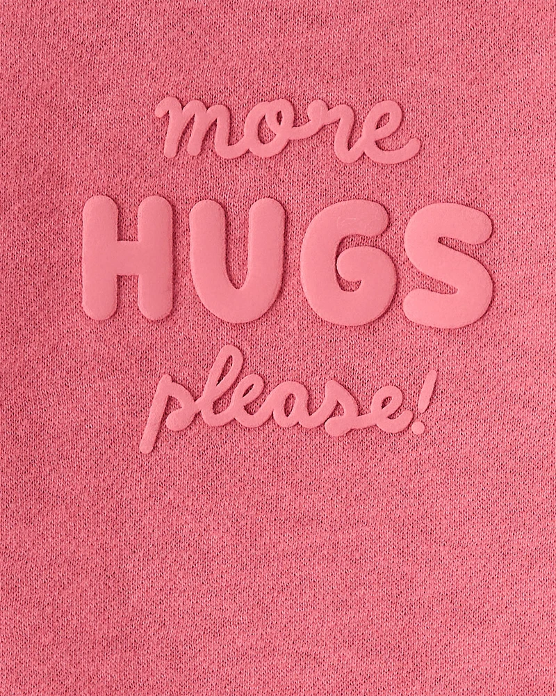 Baby Girl More Hugs Please Long-Sleeve Pullover Sweatshirt - Pink