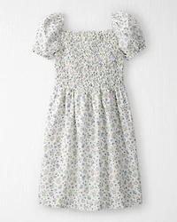 Girls Smocked Dress Made with Organic Cotton Spring Bloom Print