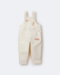 Toddler Let's Eat' Overall with Kanga Pocket - Cream