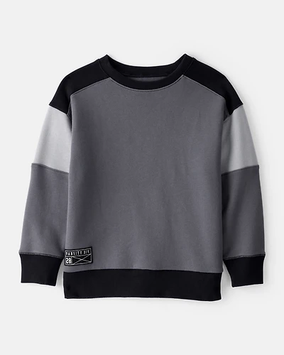 Boys Colour-Block Pullover Sweatshirt - Black