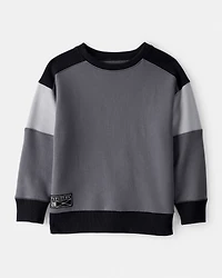 Boys Colour-Block Pullover Sweatshirt - Black