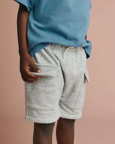 Toddler Boy French Terry Cargo Shorts - Heather Grey