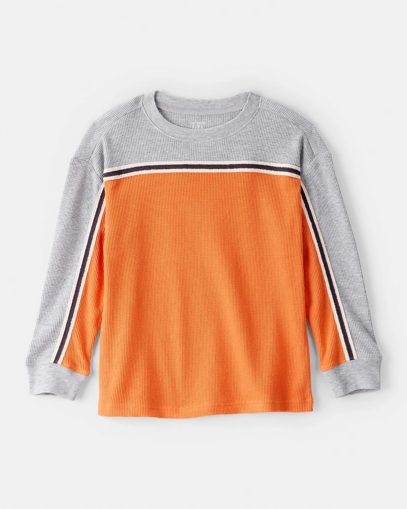 Boys Colourblock Thermal Long-Sleeve Tee - Orange/Grey