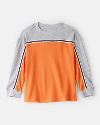 Boys Colourblock Thermal Long-Sleeve Tee - Orange/Grey