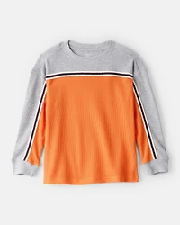 Boys Colourblock Thermal Long-Sleeve Tee - Orange/Grey