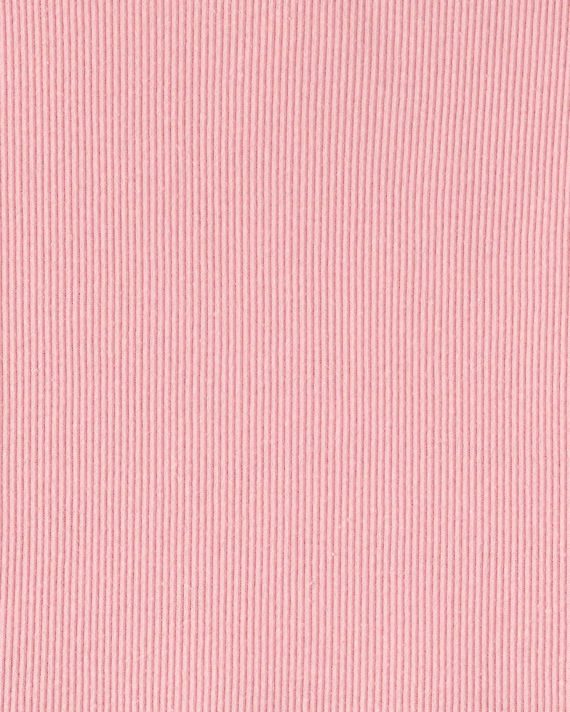 Girls Rib Short-Sleeve Dress - Pink