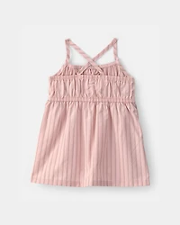 Baby Girl Striped Sleeveless Dress - Pink