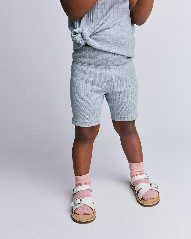 Toddler Girl Brooklyn Bike Shorts - Heather Grey