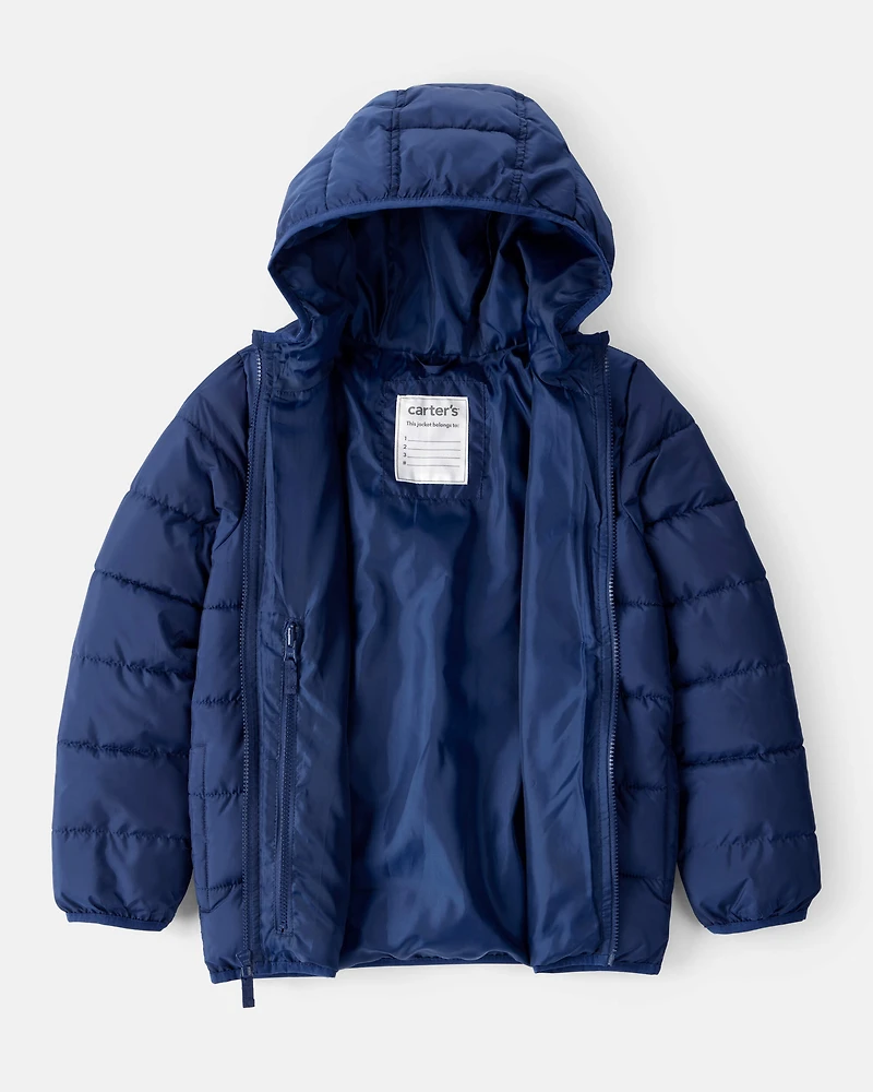 Kid Hooded Puffer Jacket - Navy Blue