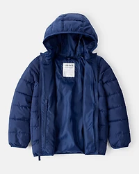 Kid Hooded Puffer Jacket - Navy Blue