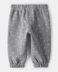 Baby Girl Polka Dot Fleece Pants - Grey