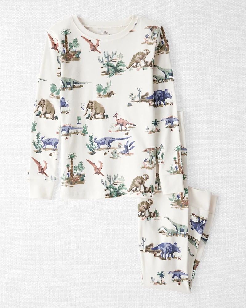 Kid Dinosaur Print Organic Cotton 2-Piece Pyjamas