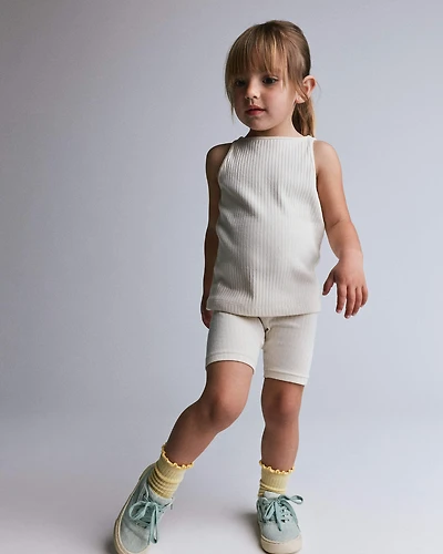 Toddler Girl Brooklyn Bike Shorts - Cream