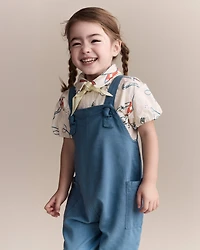 Toddler Girl Knot-Tie Overall - Teal