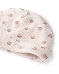 Baby Girl Organic Cotton Rib Cap Strawberry Print