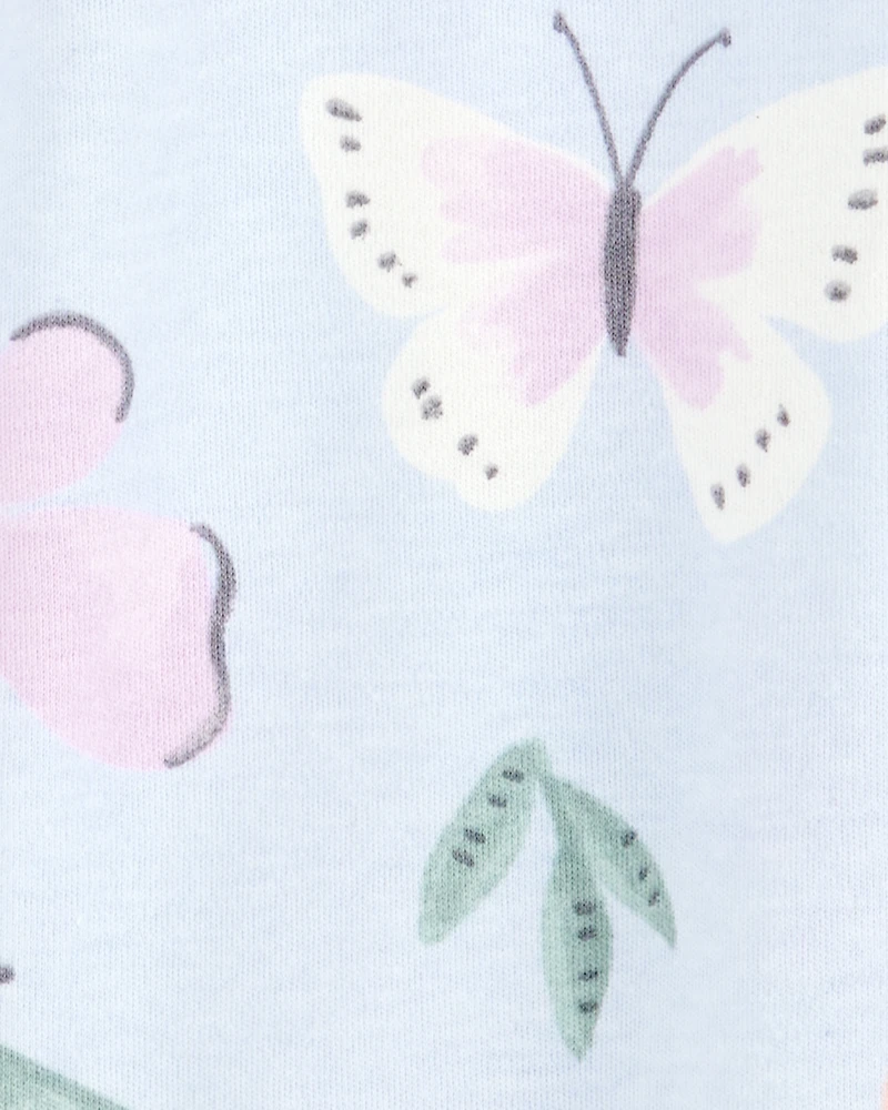 Baby Girl Butterfly 2-Way Zipper Cotton Sleeper