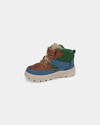 Toddler Boy Colour Block High Top Boots - Blue/Brown/Green
