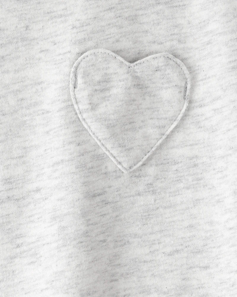 Toddler Girl Heart Pocket Top - Grey