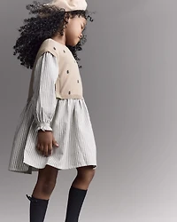 Toddler Girl Polka Dot Layered Sweater Long-Sleeve Dress - Brown/Cream