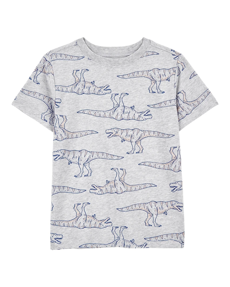 Boys Dinosaur Print Short-Sleeve Tee - Grey