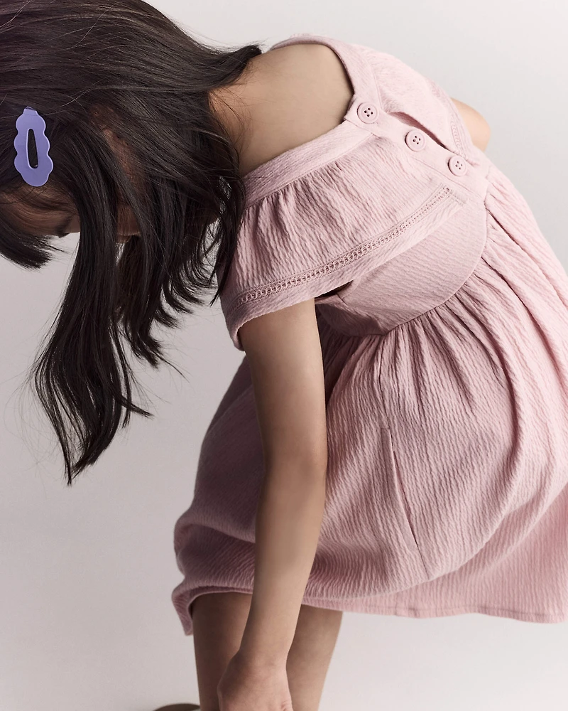 Toddler Girl Ruffle Collar Dress - Light Pink