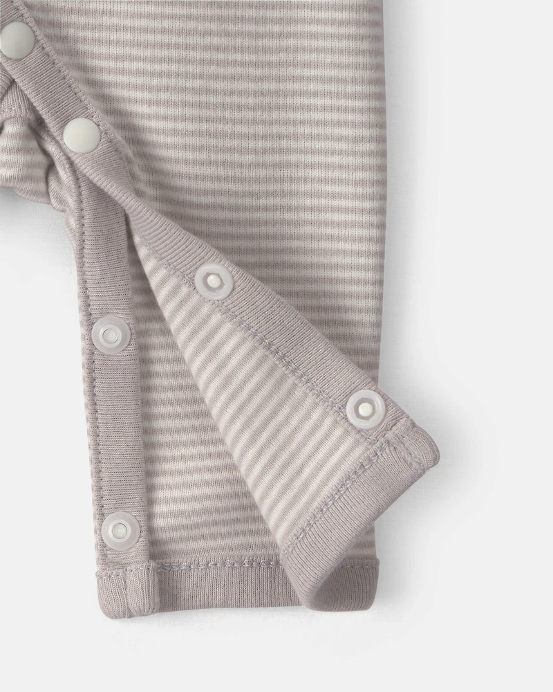 Baby Striped 100% Cotton Sleeper - Grey