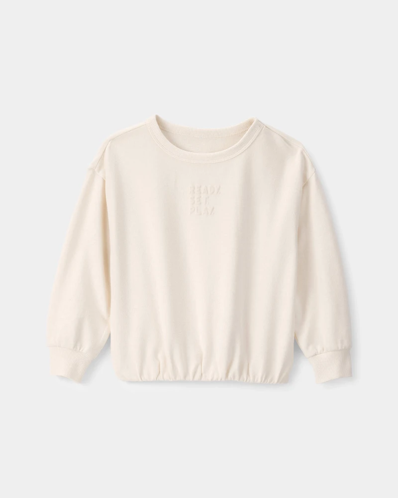Toddler Girl 'Ready Set Play' French Terry Pullover Sweatshirt - Ivory