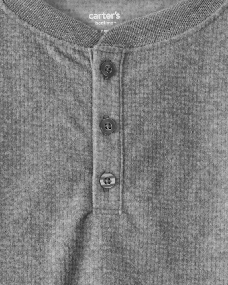 Boys Plaid Fleece Loose Fit 2-Piece Pyjamas - Grey/Blue